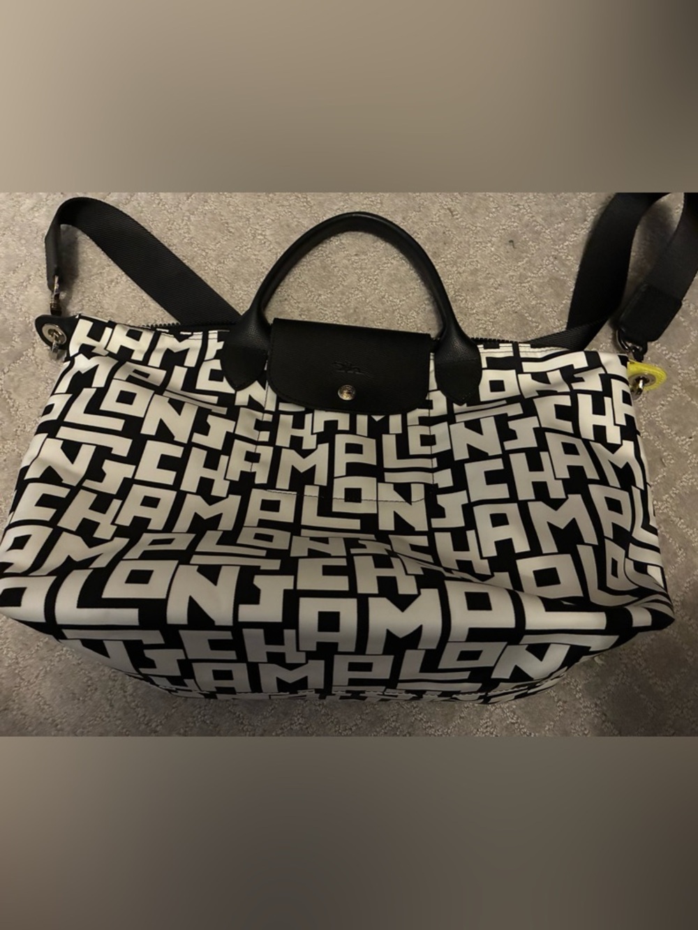 Longchamp Graphic Black & White Travel Bag